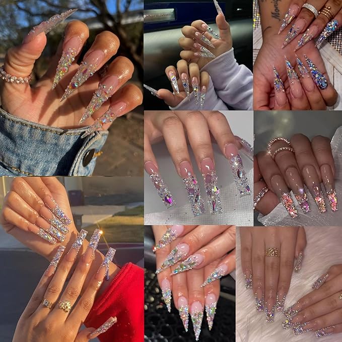 12 Types of Aurora 600 Diamonds + 2500 Flat Rhinestones Mix 20 Styles Flatback DIY Crafts Rhinestone Crystals 3D Decorations Flat Back Stones Set + Rhinestone Picker Wax Pen