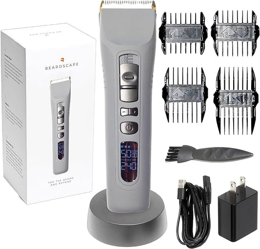 Brio Beardscape V1 Beard Trimmer for Men Professional with Low Friction Ceramic Blade, Cordless Professional Hair Trimmer for Barbers with 4 Hrs of Long Battery Timing, Ideal for Beard & Body (Gray)