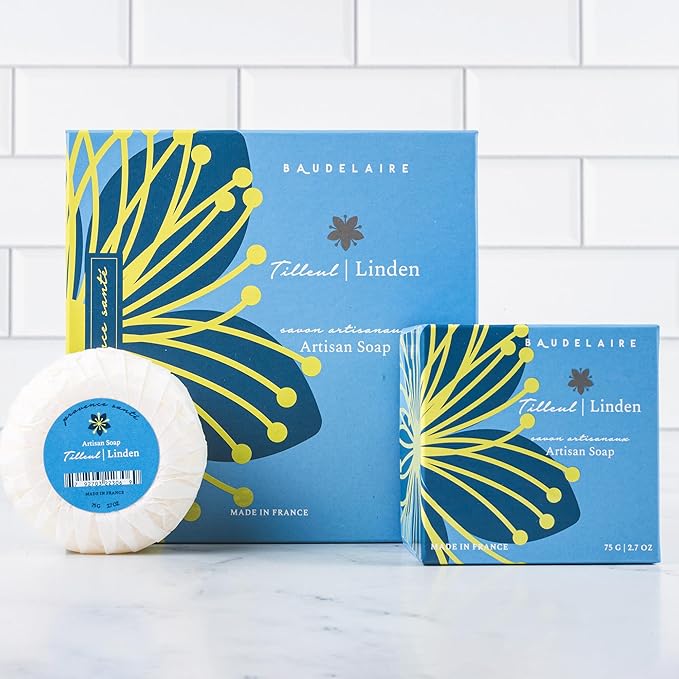 Provence Sante Luxury French Cleansing Bar - Moisturizing Shea Butter - Triple-milled Linden Fragrance, 2.7oz 4-Bar Gift Box