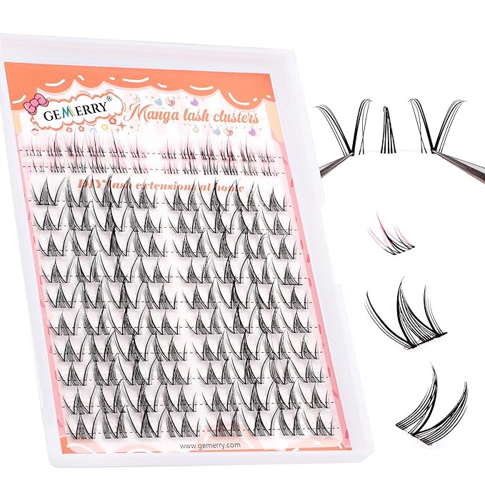 GEMERRY Lash Clusters Mink Cluster Lashes 2 Styles 8-12mm Cluster Eyelash Extensions Soft Comfortable Lash Extension Clusters DIY Eyelash Clusters for Beginners Ultra Thin Invisible Lash Band