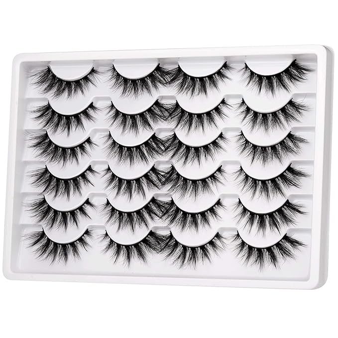 Cat Eye Lashes Pack Wispy 3D Faux Mink Lashes 18 mm False Eyelashes Soft Reusable Handmade Fake Eyelashes, 12 Pairs Pack by Pawotence
