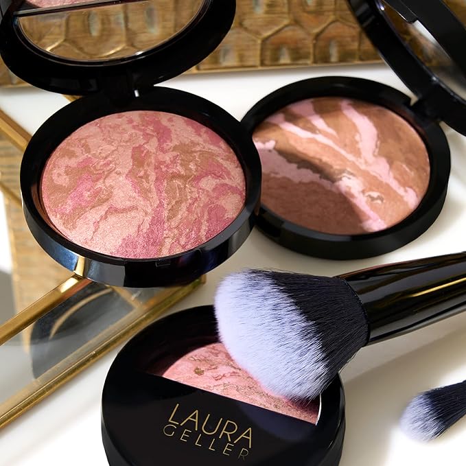 LAURA GELLER NEW YORK Baked Blush-n-Bronze Marbleized 2-in-1 Sculpting Bronzer Blush - Tropical Bronze - Contour Face with a Radiant Flush