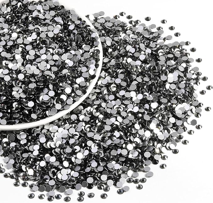Beadsland Flatback Rhinestones Bulk,14400pcs Gray Rhinestones for Nails Crafts Clothes DIY Decoration, Black Diamond, SS16, 3.8-4.0mm
