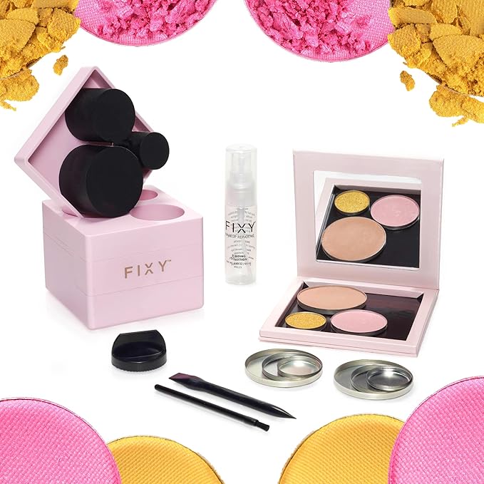 FIXY Makeup Repair Kit - Repressing tool for Eyeshadows, Blush & Highlighter or Depot | Organize Makeup Pans in Makeup Palette with Mirror | Makeup Artist Must Haves