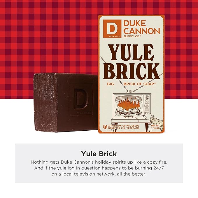 Duke Cannon Supply Co. Big Brick of Soap Bar for Men Holiday Edition - Yule Brick (Charred Wood & Leather Scent), 10 oz. (1 Pack)