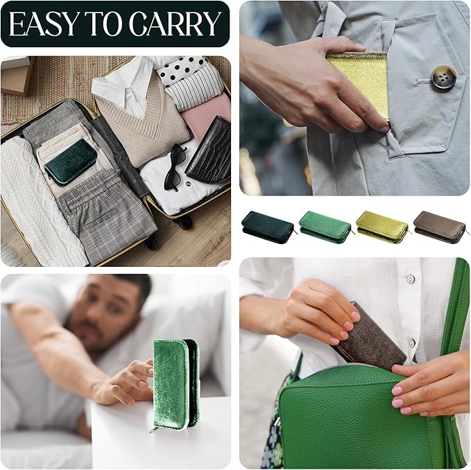 Coume 24 Sets Nail Kit Manicure Set Bulk with Zipper Professional Nail Clippers 8 in 1 Stainless Steel Nail Care Tools with Luxurious Travel Case Gifts for Men Women Friends Colleagues(Green Series)