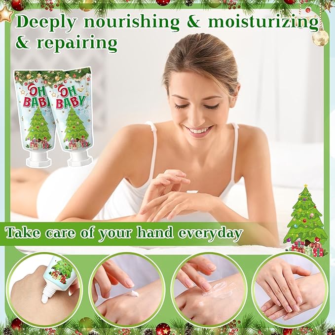 48 Sets Baby Shower Hand Cream Party Favors for Guests Gift Bulk Travel Size Hand Lotion Set for Baby Shower Wedding Christmas(Christmas)