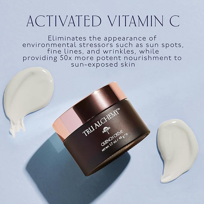 Quench Crème Daily Facial Moisturizer | Hyaluronic Acid, Vitamin C, & Bakuchiol (better than Retinol) | Daily Firming Skin Moisturizer Face Cream for Women | 1.7 fl oz/48 g (2-Pack)