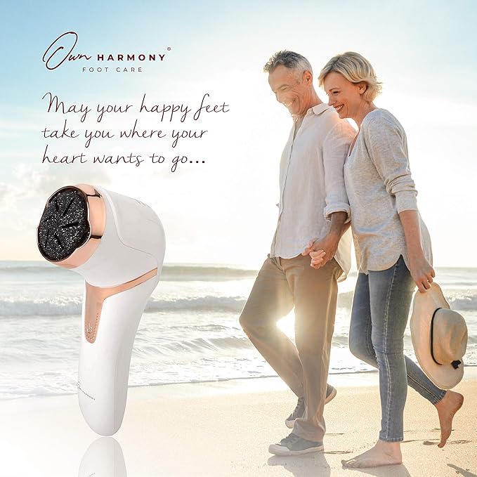 Own Harmony Electric Callus Remover with Vacuum - Foot Care for Women - Professional Pedicure Tools for Powerful Pedi Care Vac - 3 Rollers Electric Feet File CR2100 - Best for Hard Dry, Cracked Heels