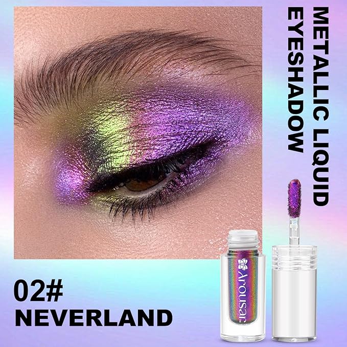 Metallic Liquid Eyeshadow 3pcs, Chameleon Metallic Eyeshadow Multi-Color Shifting, Highly Pigmented and Shimmer Eye Makeup, Long Lasting Cosmetics, 3 Colors