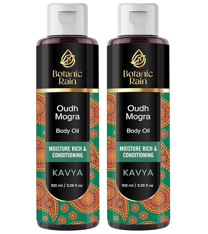 Ayurveda Body Oil With Oudh & Mogra, Organic Body Oil After Shower, Moisturizing & Hydrating Natural Body Oils For Women And Men (Pack of 2, Oudh Mogra)