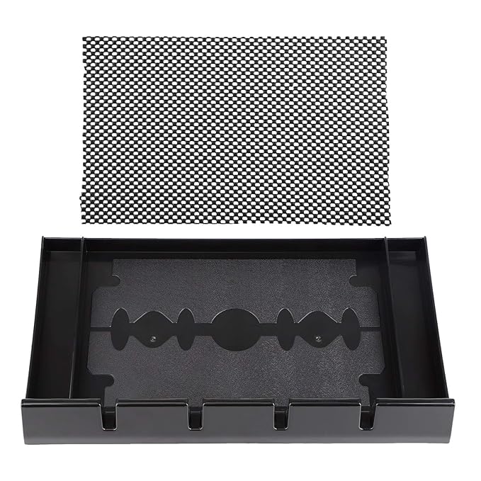 Segbeauty Clipper Rack, Salon Anti-Slip Barer Clipper Tray Tray Organizer, Plastic Razor Case with 4 Notches, Professional Hair Trimmer Holder Clipper Mats for Stations Barber Tools Box Black