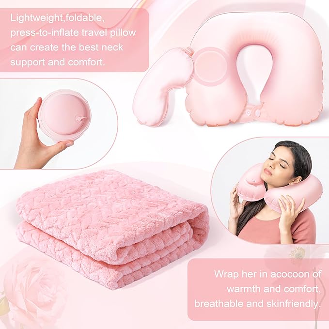 Birthday Gifts for Women Self Care Gifts Get Well Soon Gifts for Women,Relaxing Spa Gifts Basket w/Flannel Blanket Traveling Pillow Care Package christmas Birthday Gifts Idea for Mom Her Wife Friends