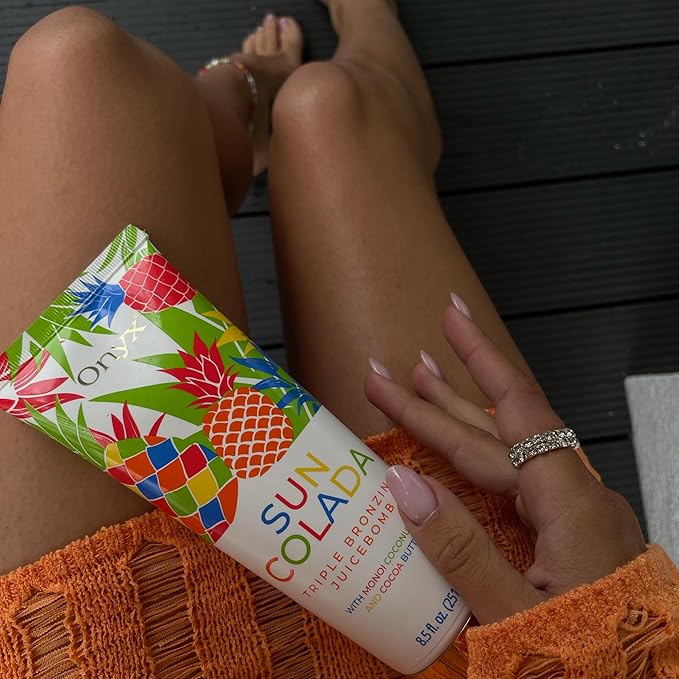 Onyx Suncolada Triple Bronzing Pineapple Tanning Bed Lotion - Indoor & Outdoor Bronzing with Natural Fruit Extracts, Hydrating, Moisturizing, Anti-Aging, Indoor Tanning Lotion with Bronzer