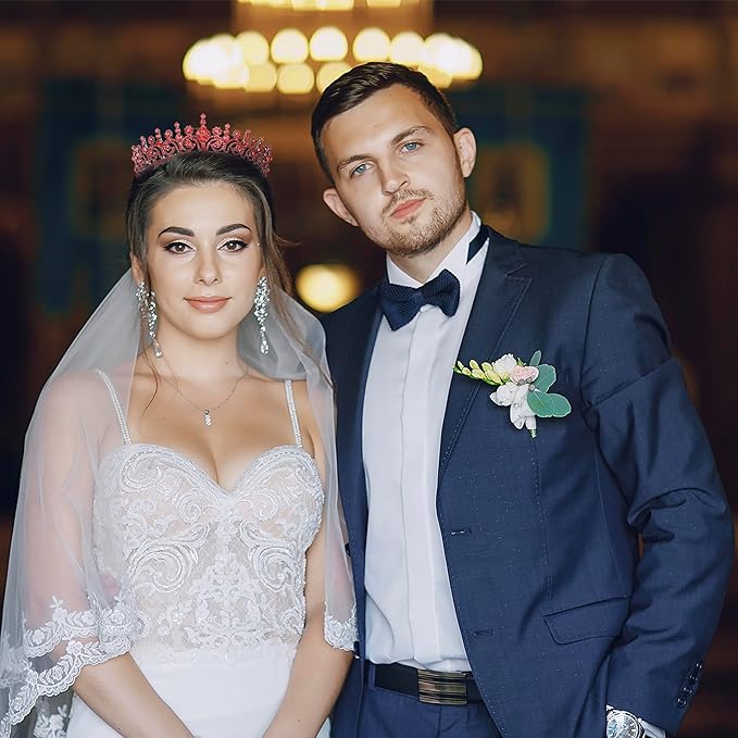 LIMELIA Women's Tiara for Henna Wedding Party|Glitter Hair Accessories for Bridal Birthday Pageant Prom Halloween Cos-play Christmas Party|Queen-Red