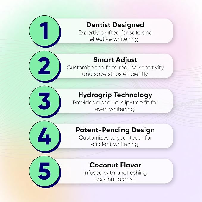Something Nice Lumismart Whitening Strips - Dentist-Designed, Enamel Safe, up to 42 Treatments with Smart Adjust - Teeth Whitening Strips in Coconut for Sensitive Teeth