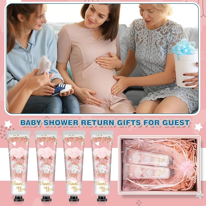 48 Sets Baby Shower Hand Cream Bulk Pink Elephant Baby Shower Favors Bridal Thank You Hand Cream for Guests Travel Size Lotion with Organza Bags