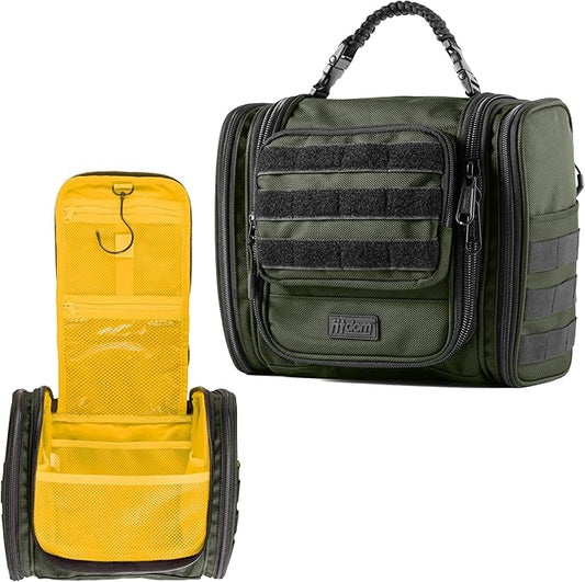 Fitdom Tactical Hanging Toiletry Bag Dopp Kit For Men & Women. Perfect For Travel & Storage for Cosmetic, Clipper, Toothbrush, Shower, Shaving & Grooming Care. Best Overnight Toiletries Organizer Case