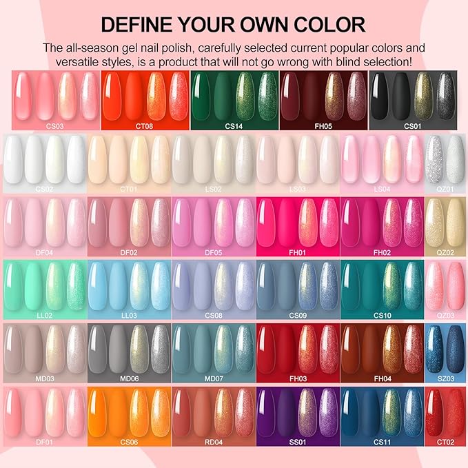 COSCELIA 53pcs Gel Nail Polish Kit with U V light and Drill Starter Kit 35 Colors Gel Nail Polish with 5pcs Top Base Coat Nail Art All Seasons Professional Gel Manicure Kit DIY at Home Gifts for Women