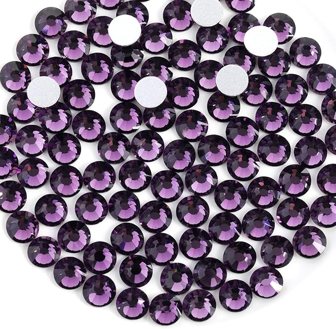 Beadsland 288pcs Flat Back Crystal Rhinestones Round Gems for Nail Art and Craft Glue Fix, Tanzanite, SS30, 6.3-6.5mm