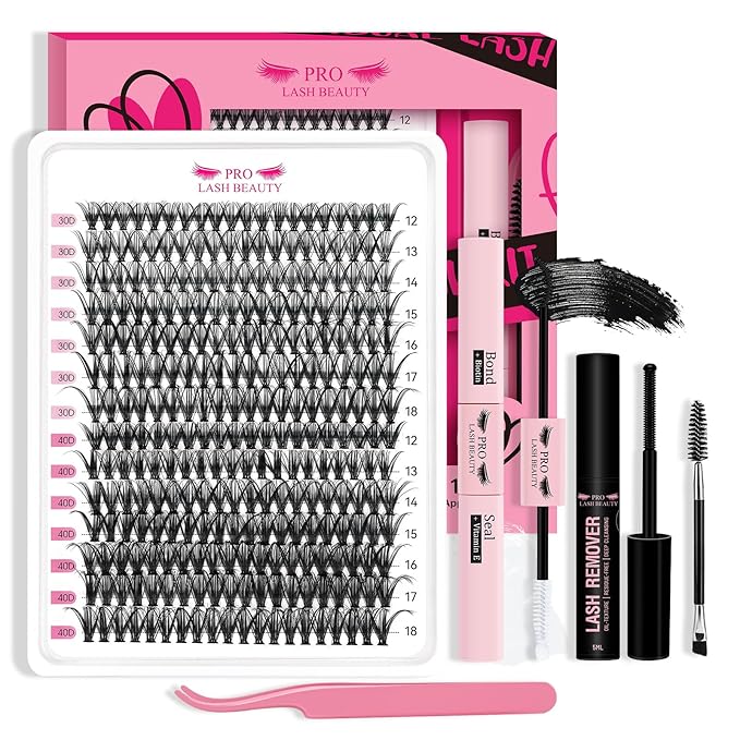 Lash Bond and Seal Lash Remover Lash Applicator Individual Lashes Kit Eyelash Brush Easy to Apply at Home(30D+40D-12-18mix Kit)