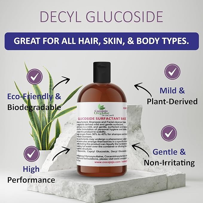 Dr Joe Lab Decyl Glucoside Natural Surfactant - Surfactants for Soap Making, Lauryl Glucoside, DIY Shower Gel, Skin Care, Body and Face Wash, Plant Derived, Natural - 8 Oz
