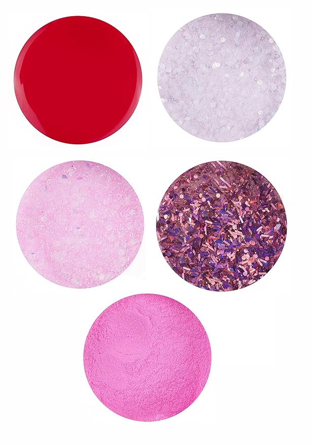 Nail Factory - Acrylic Powder Set Forever Pink Collection, 15 Pink Colors Mixed Shapes Set Glitter Nail Sequins Powder Holographic, Professional Nail Art Cosmetic, 3.5 Gr. Each One.