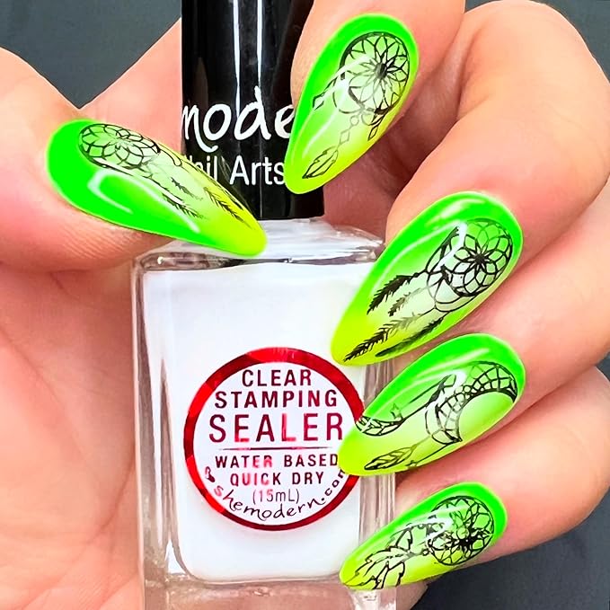 SheModern Stamping SEALER Water-Based Clear Air-Dry Polishes Collection to Prevent Smearing/Smudging Stamping Images Before Apply Regular Air-Dry Top Coat. These are Not Stamping Polishes