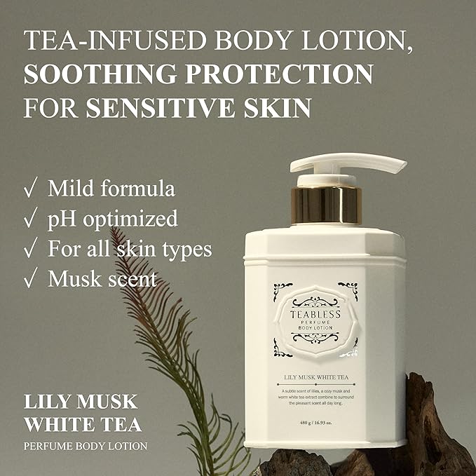 Lily Musk White Tea Perfumed Body Lotion, Daily Moisturizer, Body Lotion For Dry Skin & Sensitive Skin, Non-Greasy, Slow Aging, Floral Musk Scent, Korean Skin Care