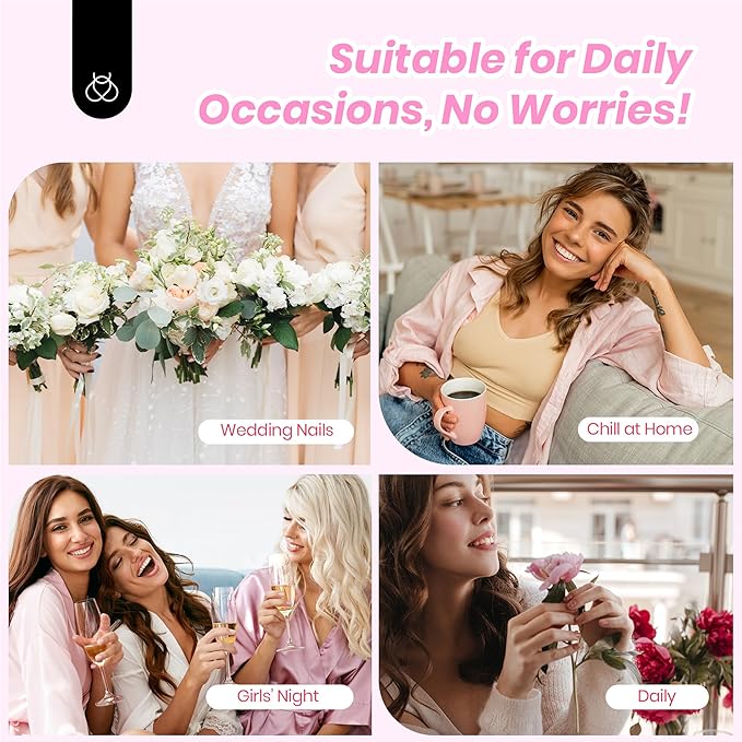 Beetles X Press Gel Nail Kit, French Tip Press On Nails Short Almond Kit with 224Pcs Nail Tips Nail Glue Builder Gel Top Coat Mini UV Light All-in-One DIY Wedding Nail Designs Gift for Women