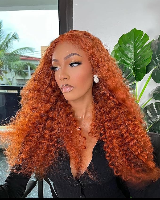 95g 26 Inch Braiding Hair #350 Ginger Bundles Human Hair Deep Wave Human Braiding Hair for Boho Braids 100% Virgin Hair One Bundle Hair Extension for Women