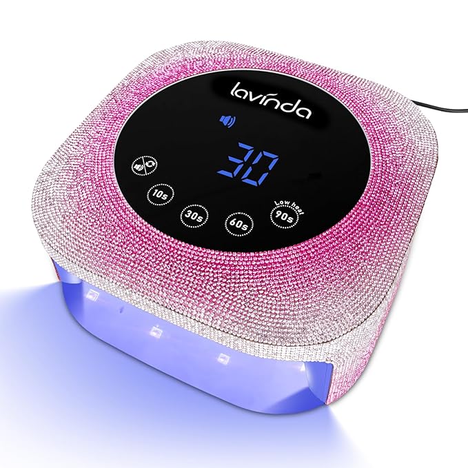 Lavinda UV Nail Lamp, 54W UV Light for Gel Nails with Rhinestones, Plug-in UV LED Nail Lamp Nail Light Fast Curing Lamp Nail Dryer for Gel Polish, Nail Supplies for Salon Home Use, Gradient Pink