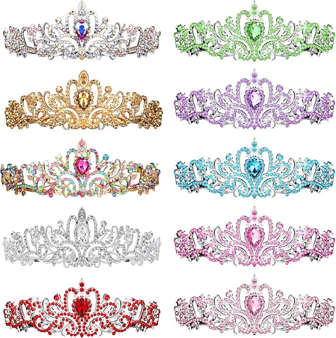 BBTO 10 Pcs Crystal Tiara and Crowns for Women Girls Princess Rhinestone Crown Queen Headband with Combs Bride Tiara for Birthday Party Wedding Prom Hair Accessories