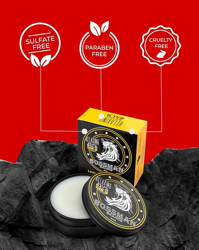 Bossman Relaxing Beard Balm for Men (Gold Scent) – Tames, Relaxes, Thickens & Softens for Ultimate Beard Care – Made in USA