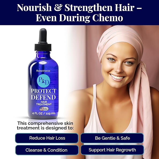 RemeVerse Protect & Defend Hair Treatment for Chemotherapy & Sensitive Scalps - Ideal for Healthier Hair & Regrowth - Cleanses, Nourishes Scalp & Strengthens Follicles - Made in USA - 4 oz