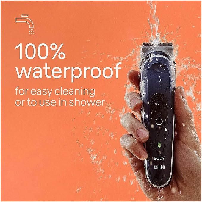 Braun Body Groomer 5 for Men, BG5340, Manscaping Tool, SkinShield Technology, Sensitive Comb, Lifetime Sharp Metal Blade, Body Groomer for Men, Gray/White