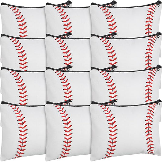 Eccliy 20 Pcs Baseball Makeup Bags Bulk Sport Team Gifts Baseball Cosmetic Bag Accessories for Women Toiletry Zipper Pouch Travel Canvas Gifts Stuff for Party Team Players Lover