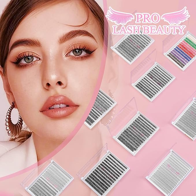 280 Pcs Individual Lashes 50D-D-0.07-16 Cluster Lashes C D Curl Wispy Lashes Bottom Lashes DIY Lashes At Home（50D-D-0.07-16）