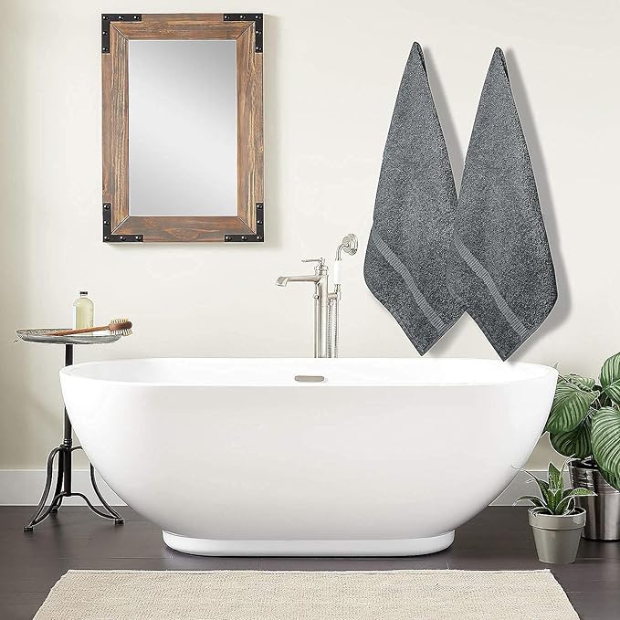 SIMPLI-MAGIC 79403 Bath Towels, Gray, 24x46 Inches Towels for Pool, Spa, and Gym Lightweight and Highly Absorbent Quick Drying Towels