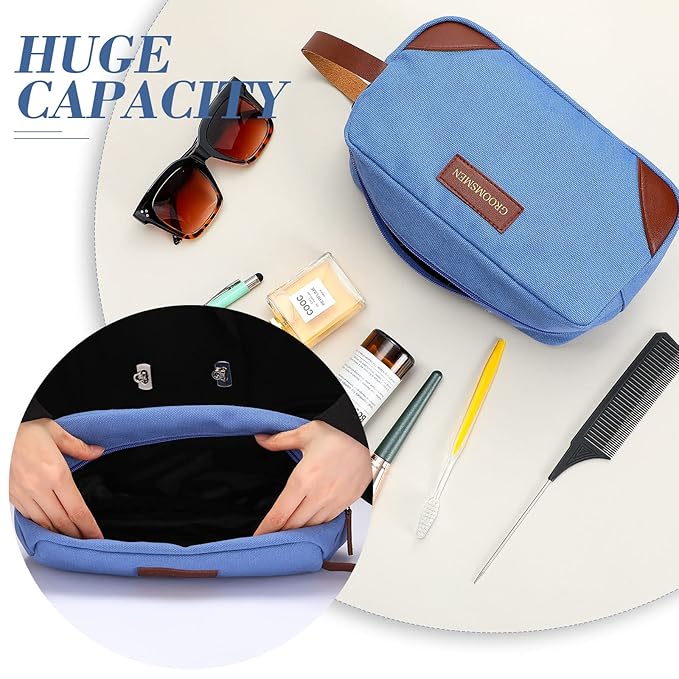 Eccliy 6 Set Groomsmen Gifts Men Toiletry Bags Men's Travel Shaving Kit Bathroom Bags Water Resistant Toiletry Case for Wedding Groomsman Proposal Gift Travel Accessories(Blue)
