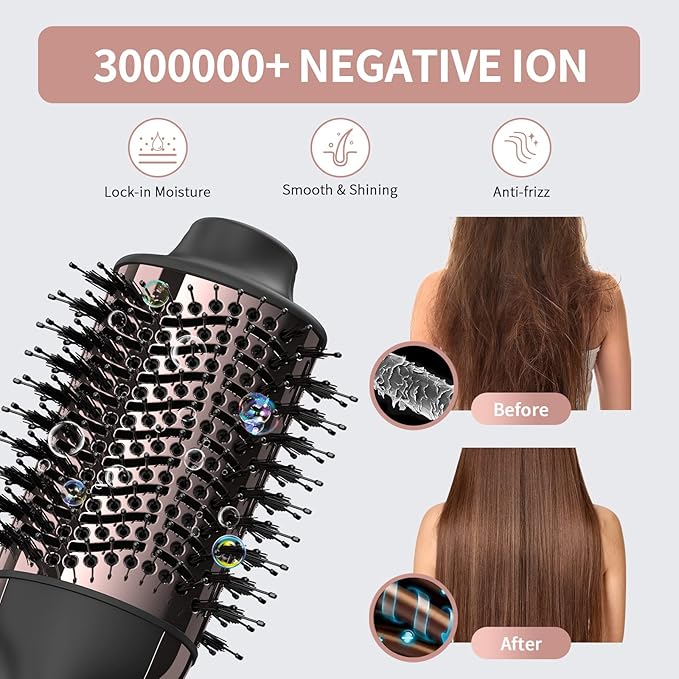 Hair Dryer Brush Blow Dryer Brush in One, Upgraded 4 in 1 Hair Dryer and Styler Volumizer with Negative Ion Anti-frizz Ceramic Titanium Barrel Hot Air Brush Hair Straightener Brush