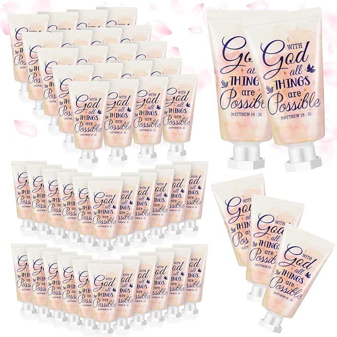 50 Pack Christian Hand Lotion Bulk Gifts for Women Mother Day Bible Mini Travel Hand Lotion Bulk for Stocking Stuffers Gifts Women Church Appreciation Teachers Coworkers(Cute)