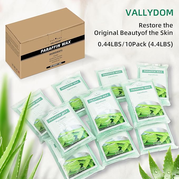 Paraffin Wax Refills, 10 Pack 200g Aloe Vera Scented Paraffin Wax Blocks for Paraffin Bath, Paraffin Wax Machine Refills for Hand Feet Dry Skin,Rrelieves muscle fatigue, Hydration and nourish