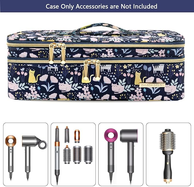 MissBoy Double Layer Travel Case Compatible with Revlon One-Step Volumizer/Hair Dryer/Hot Air Brush, Dyson Hair Dryer Carrying Case, Shark Flexstyle Storage Organizer Bag (Bag Only)
