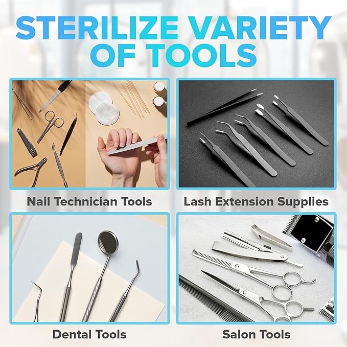 JJ CARE Nail Tool Sterilizer with Glass Beads | Implement Tweezer Disinfectant Container | Salon & Manicure Disinfectant Jar Small