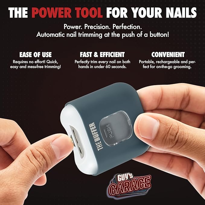 The Buffer - Automatic Nail Clipper for Men, Portable, Rechargeable, Trim Nails in Under 60 Seconds