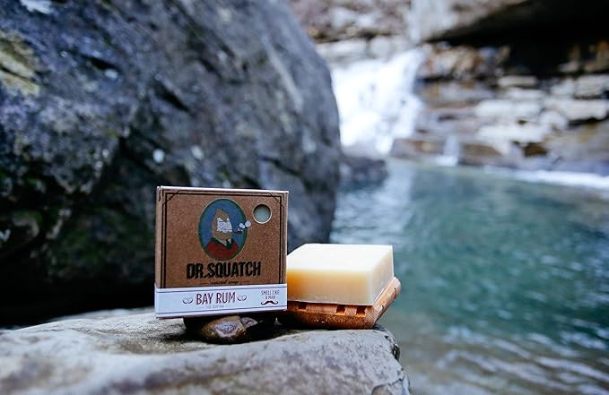 Dr. Squatch Bay Rum Soap 4-Pack Bundle – Bar Soap for Men with Natural Scent, Bay Rum, Kaolin Clay, Shea Butter – Handmade with Organic Oils in USA