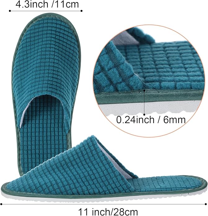 Geyoga 12 Pair House Slipper for Guest Non Slip Disposable Slipper for Travel Washable Reusable Closed Toe Hotel Bridesmaid Indoor Spa Wedding Party Shoeless Home