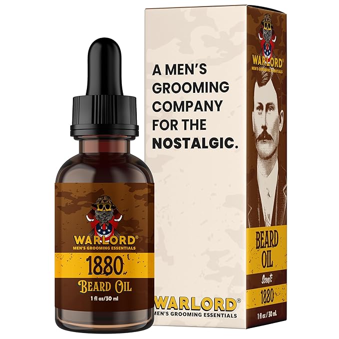 WARLORD Beard Oil & Beard Softener for Men - Beard Moisturizer & Natural Beard Oil to Reduce Itchy Skin, Tame Hair and Manage Frizz - 1880, 1 Fl Oz
