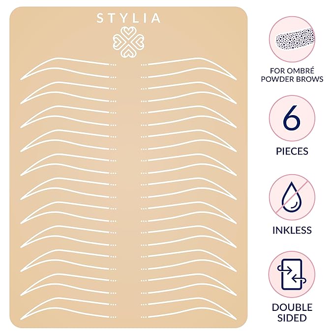 Stylia Microblading Practice Skins: Inkless, Realistic Fake Skin Sheets for Eyebrow Tattoo Training, 6 Count, Ivory